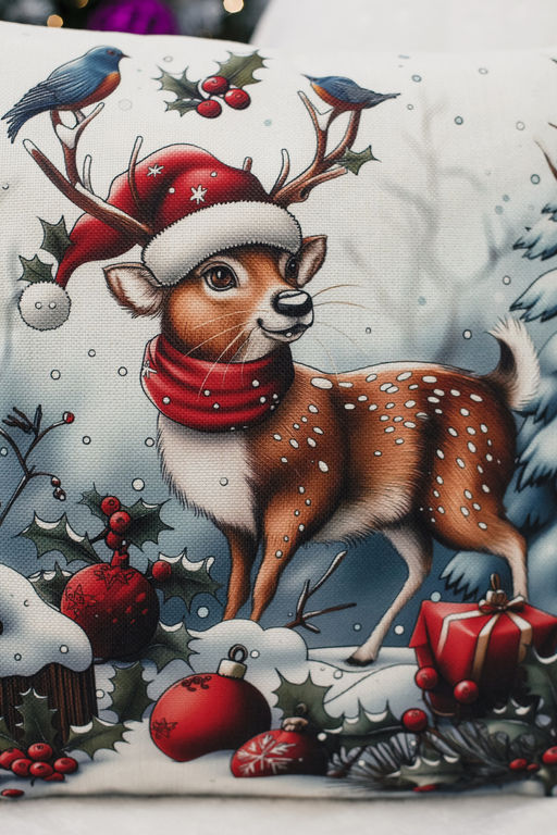 Наволочка декоративная новогодняя 2 шт рогожка