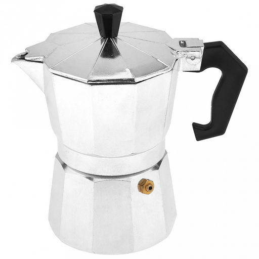 Кофеварка алюминиевая, гейзерная, на 3 чашки, 170мл, д8,5см h15см, бакелитовая ручка, подарочная коробка (Китай)