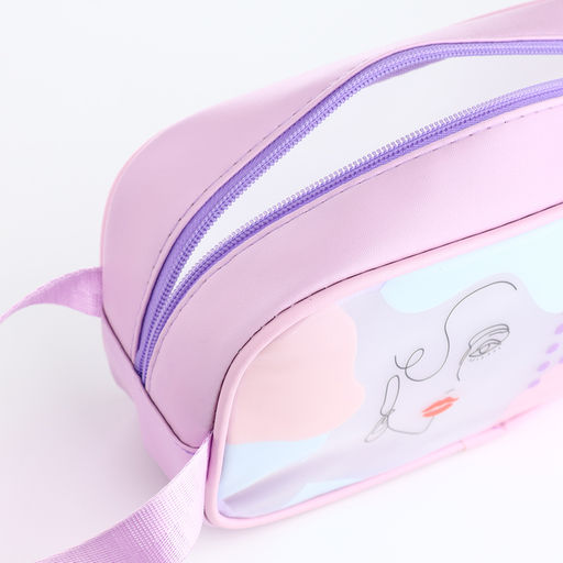 Косметичка на молнии для бассейна, с ручкой, с принтом Силуэт, сиреневая - Simaland фото 3