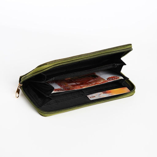 Кошелёк женский на молнии, 19.5×2.5×10 см, хаки