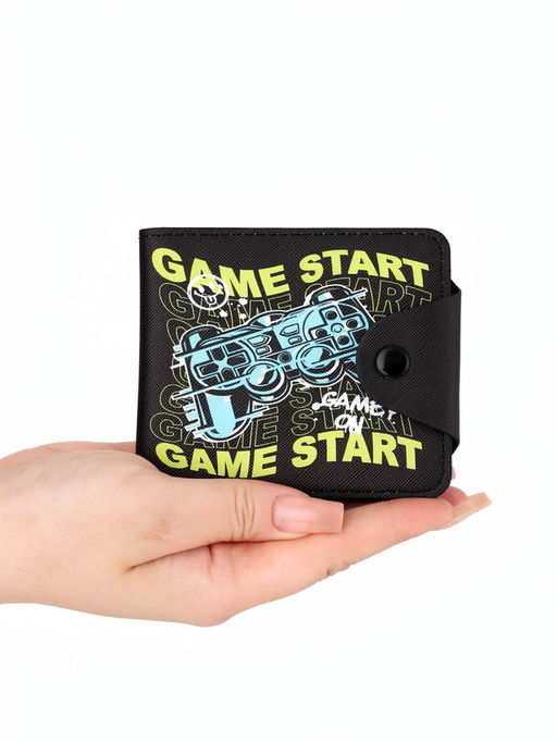 Кошелёк детский маленький Game, 2 отделения, на кнопке, 11×1×9.5 см, чёрный