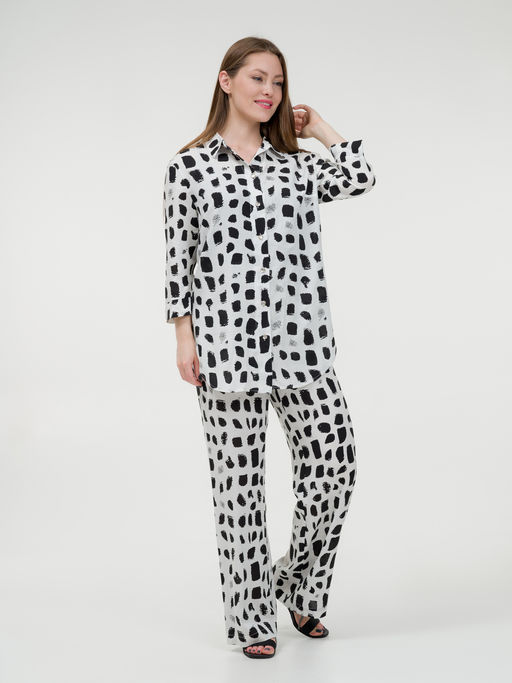 Рубашка из штапеля удлиненная белая - Odis фото 5