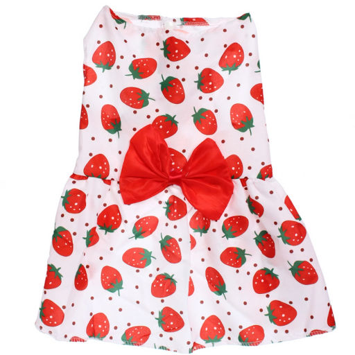 Цена за 2 шт. Платье для кошек и собак мелких пород "Бонита на прогулке", клубнички, размер ХL, длина спинки 32-34см