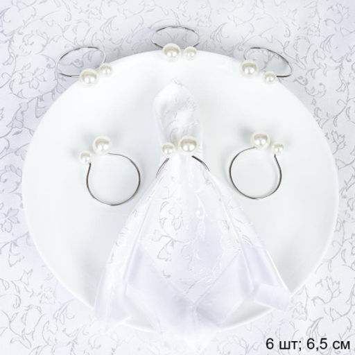 Кольца для салфеток 6 штук Бусины Серебро / JG03-3 /уп 200/