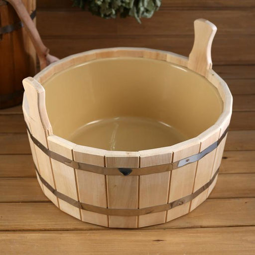 Шайка для бани и сауны, 15 л, липа, пластиковая вставка, «Добропаровъ»