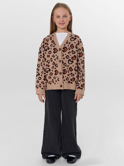 Кардиган для девочек с леопардовым принтом