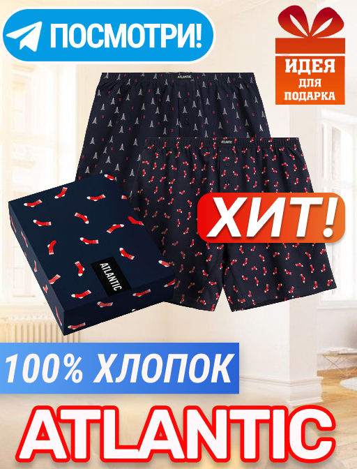 ATLANTIC 2GMB-010 Трусы боксеры Socks - набор 2 шт. темно-синий  фото 10