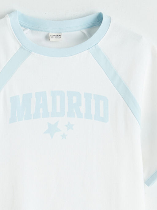 Bisiklet Yaka Madrid Bask?l? K?z ?ocuk Ti??rt