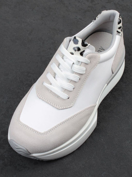 03-YG497-1 WHITE/GREY Кроссовки женские (натуральная кожа)