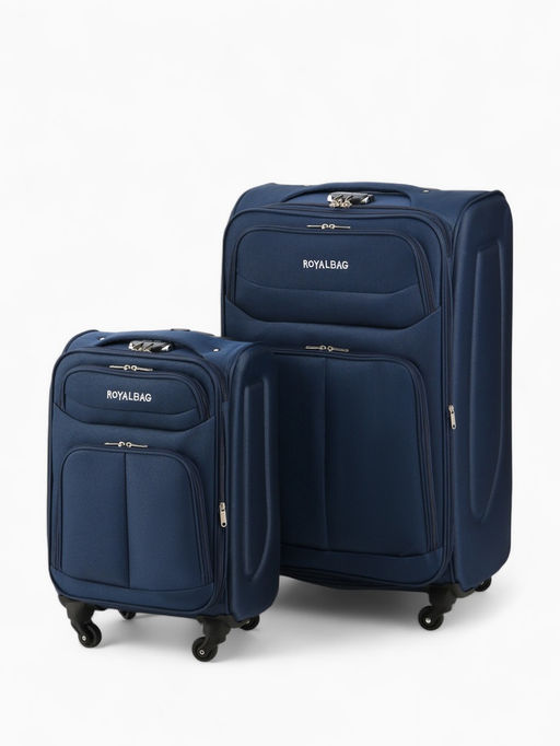 Чемодан на колёсах Royalbag большой 104 л (L), на молнии, с увеличением, кодовый замок, 4 колеса, синий