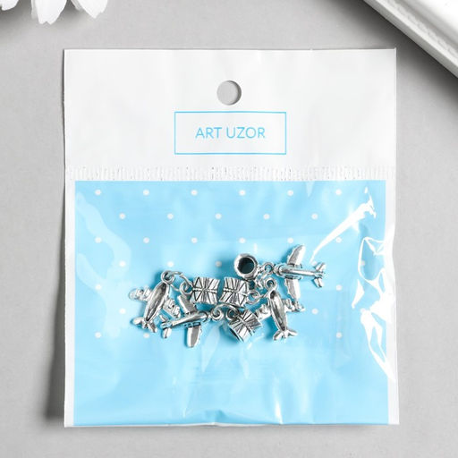 Цена за 4 шт. Бейл с подвеской металл для творчества Самолётик серебро 2,6 см - Арт узор фото 3