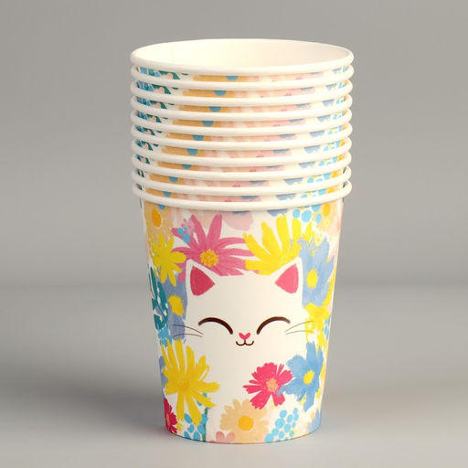 Цена за 10 шт. Стакан бумажный Котик, 250 мл - Страна карнавалия фото 2