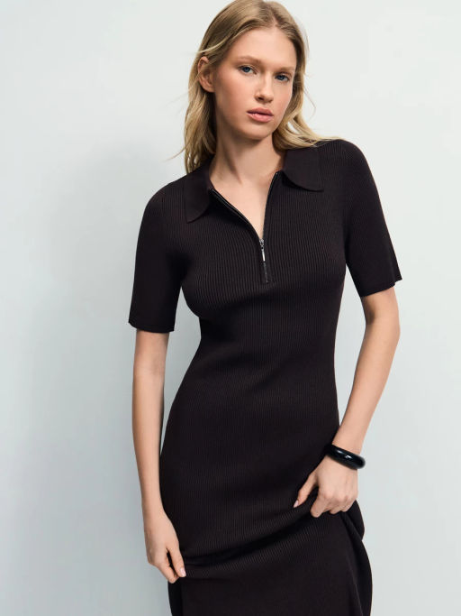 Вязаное платье поло из вискозы / Zarina  фото 4