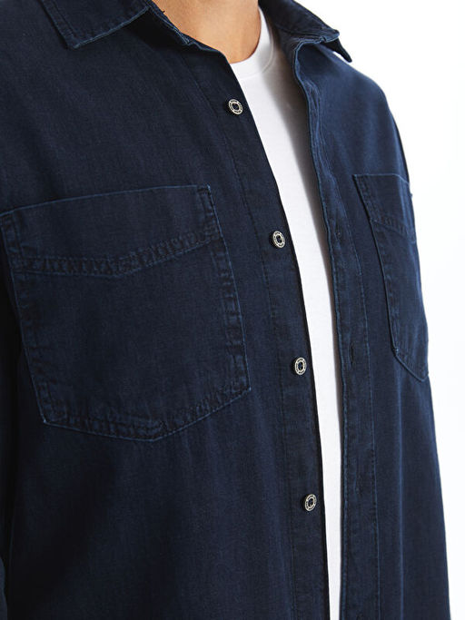 Slim Fit Uzun Kollu Erkek Jean G?mlek