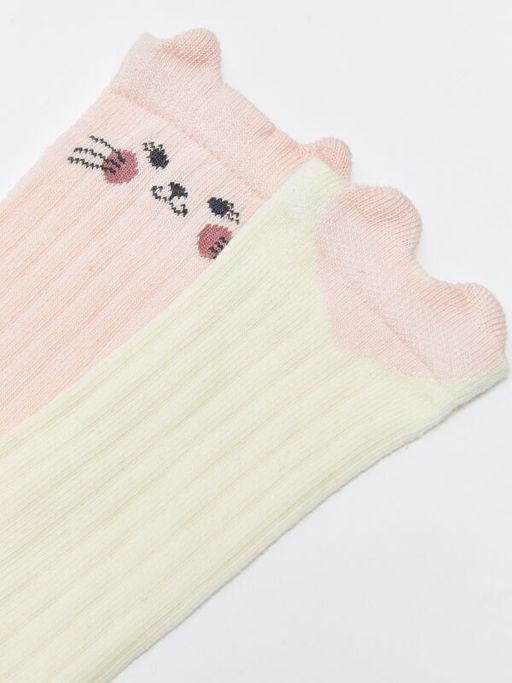 Desenli K?z Bebek Diz Alt? ?orap 2li - Waikiki фото 3