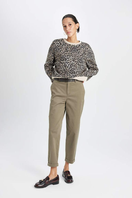 Габардиновые брюки с высокой талией и карманами-морковками - Defacto фото 3