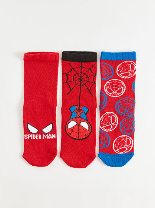 Spiderman Desenli Erkek ?ocuk Soket ?orap 3l?