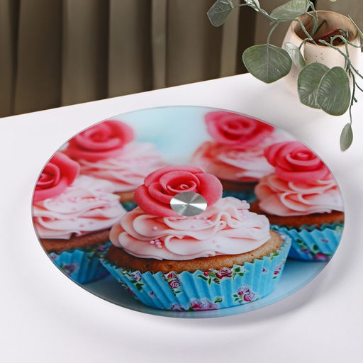 Подставка для торта Доляна Маффин, d=32 см, вращающаяся, стекло, разноцветная