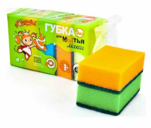 ЗОЛУШКА губка д/мытья посуды Макси 88х60х28( 5шт)