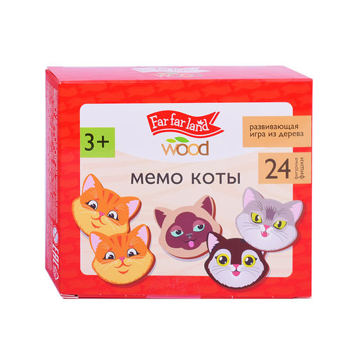 Игра настольная Мемо "Коты" Far far land wood  (24 фишки в коробке)