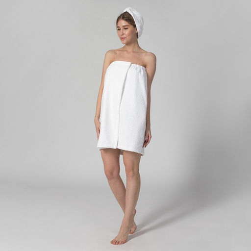 Набор для сауны Экономь и Я: полотенце-парео 68*150см+чалма, белый,100%хл, 320 г/м2  фото 5