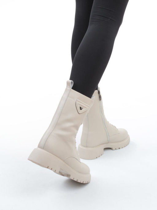 04-PAM366-2Z LT. BEIGE Ботинки зимние женские (натуральная кожа, 100% шерсть)