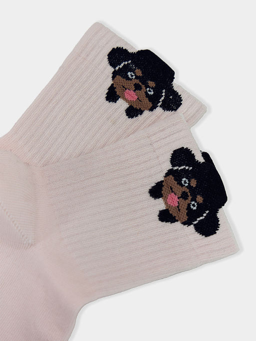 Цена за 5 пар! Носки женские розовые с рисунком в виде собачки - Mark formelle фото 4