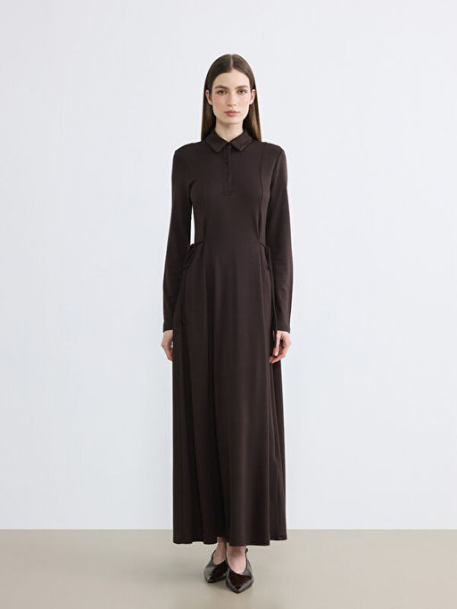 G?mlek Yaka Belden Oturtmal? Elbise