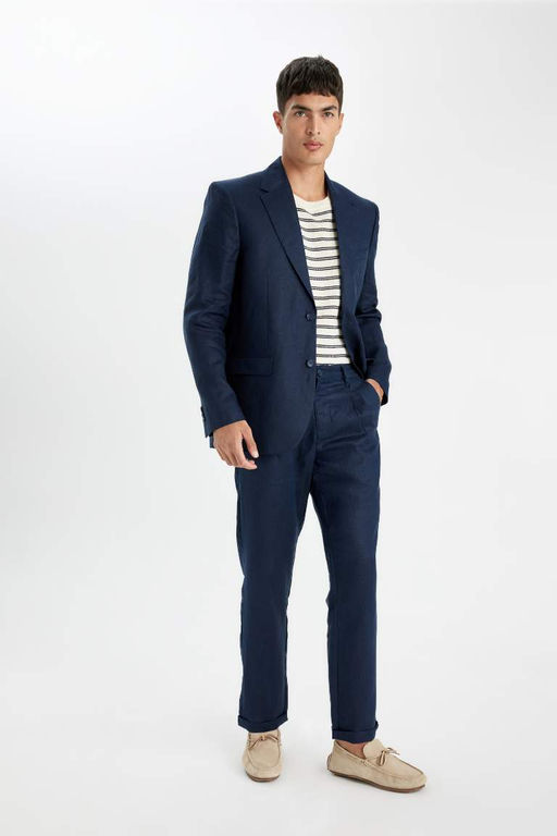 Укороченные льняные брюки с двойными штанинами - Defacto фото 3