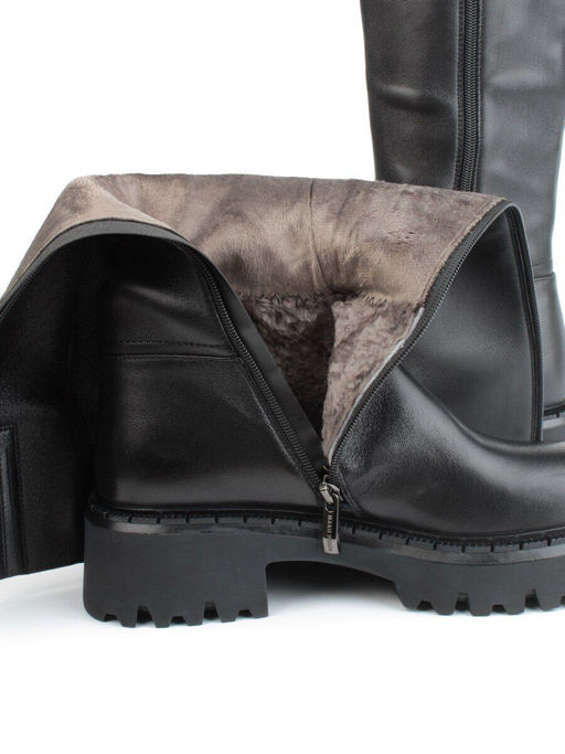 02-FJ725-1M BLACK Сапоги зимние женские (натуральная кожа, байка, натуральный мех) - Фабричный китай фото 4