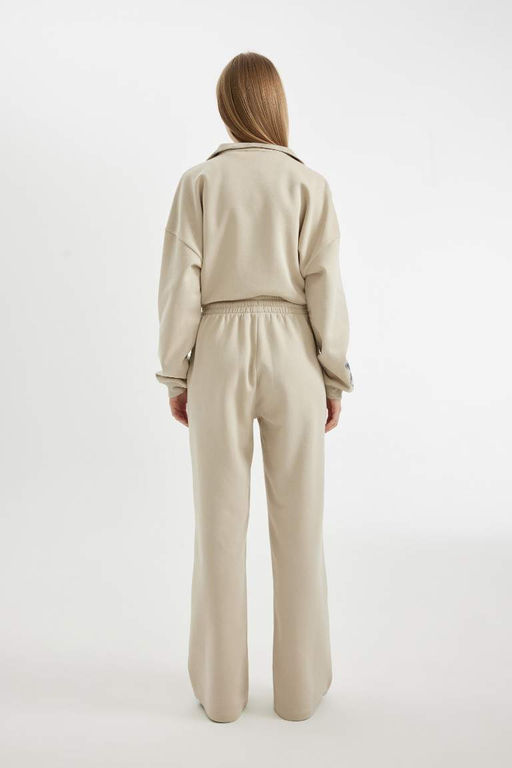 Простые спортивные штаны с широкими штанинами, эластичной талией, шнуровкой, карманами и широкими штанинами - Defacto фото 6