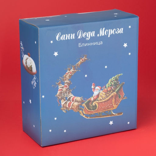 Блинница новогодняя Доляна Сани Деда Мороза, d=23 см, доломит, белая фото 11