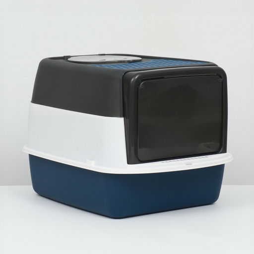 Туалет закрытый, 51×34×37 с, с совком, прозрачный, пластик, синий