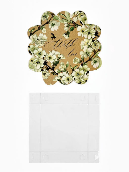 Цена за 5 шт. Коробка для печенья, кондитерская упаковка с пластиковой крышкой, «Пчёлка», 10.5×10.5×3 см