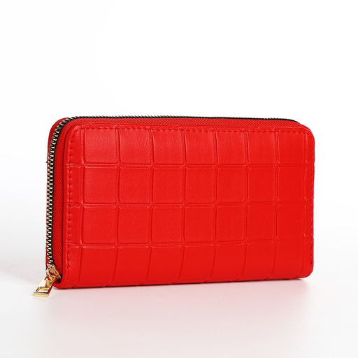 Кошелёк женский, четыре отделения, на молнии, красный