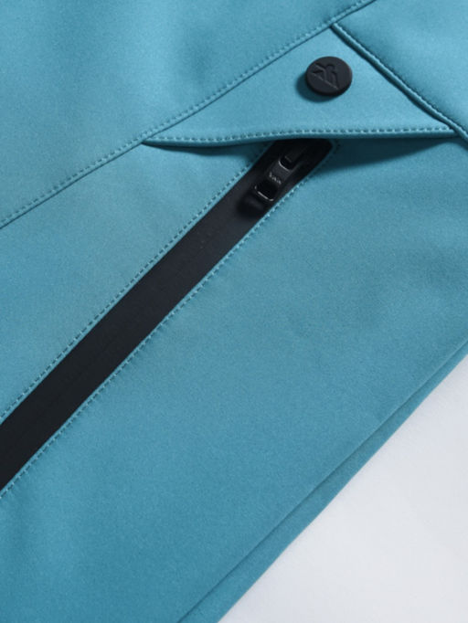 Парка женская софтшелл виндстоппер удлинённая с капюшоном бирюзового цвета 9614_1Br