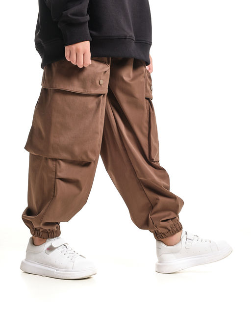 Джоггеры карго брюки унисекс 33-67077 черный - Mini maxi фото 12