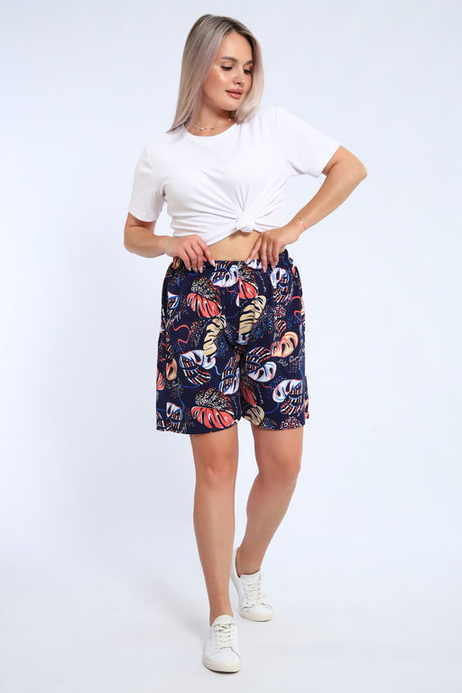 Шорты женские из кулирки Цветник папоротник