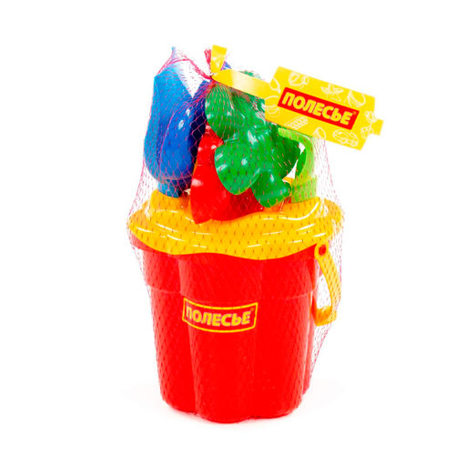 Набор детский №307 ( ведро-цветок ср.№3,ситечко №3,лопатка №5, грабельки №5, формочки 4шт) арт.35578