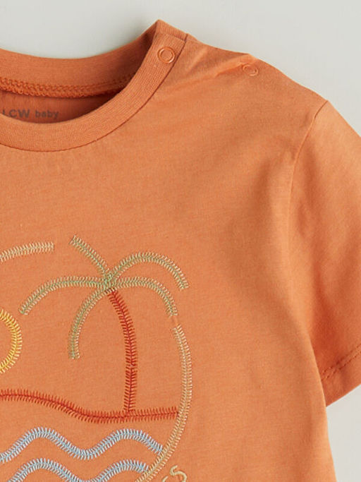 Bask?l? Erkek Bebek Ti??rt ve ?ort 2li