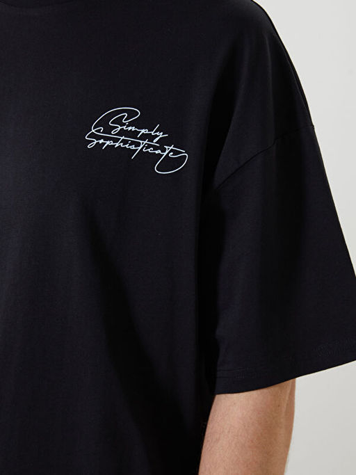 Bisiklet Yaka K?sa Kollu Bask?l? Penye Erkek Ti??rt