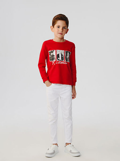 Bisiklet Yaka Atat?rk Bask?l? Erkek ?ocuk Ti??rt