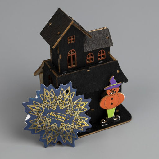 Светодиодная фигурка «Дом с чёрной кошкой» 9×12×6 см, пластик, батарейки LR1130×3 (в комплекте), свечение тёплое белое