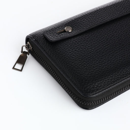 Портмоне-клатч мужской на молнии, отдел для купюр, карт, монет, чёрное