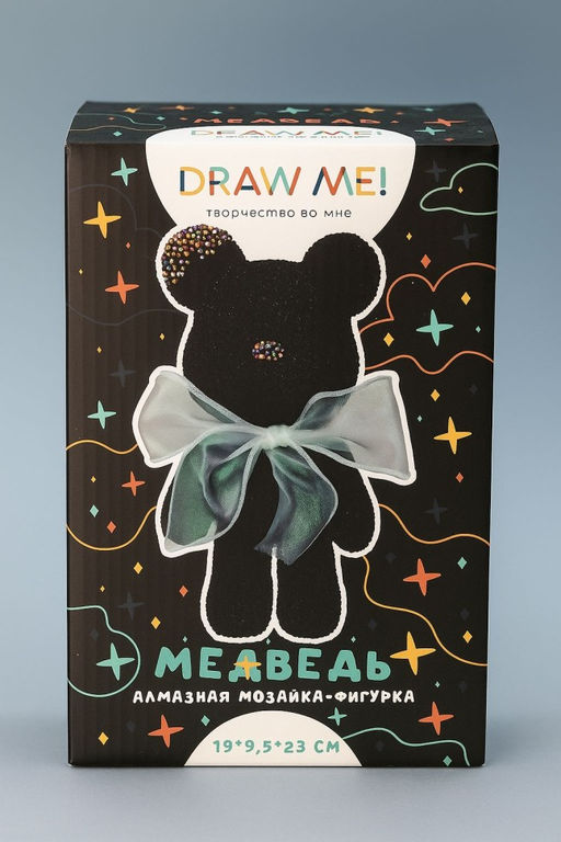 Алмазная мозаика на фигурке Draw Me! Black bear, (14*9.5*23 см)