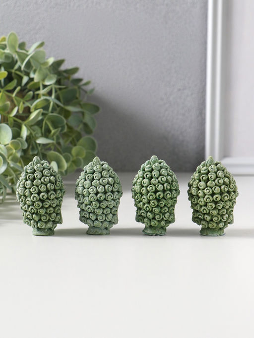 Сувенир полистоун "Голова Будды" набор 4 шт зелёный 3,3х3,7х5,5 см