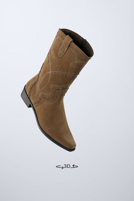 SUEDE COWBOY BOOTS WITH STUDS - Zara фото 2