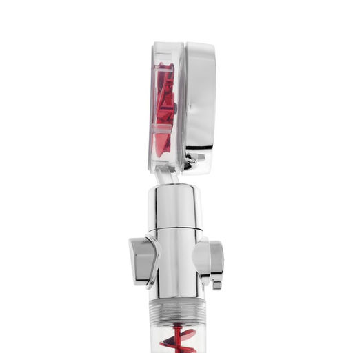 Лейка для душа ZEIN Z4088, микроточки, кнопка «стоп», вентилятор, спираль, красный/хром