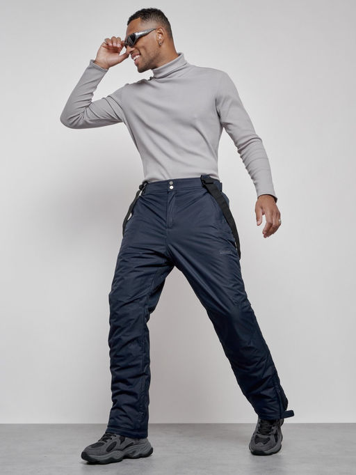 Полукомбинезон утепленный мужской зимний горнолыжный темно-синего цвета 7507TS - Colannia фото 14