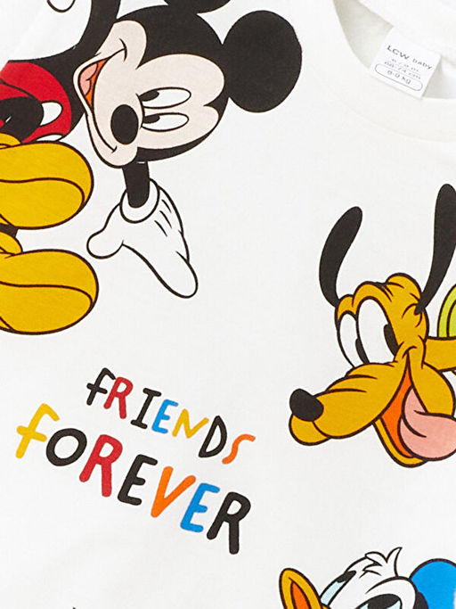 Bisiklet Yaka K?sa Kollu Mickey ve Arkada?lar? Bask?l? Erkek Bebek Ti??rt - Waikiki фото 3